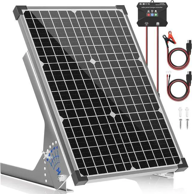 Main image of 30W Solar Panel Kit, 12v Solar Battery Trickle Charger Maintainer + 10A MPPT Charge Controller + Adjustable Mount Bracket,Waterproof Solar Panel Battery Charger for Car Boat Marine RV Roof