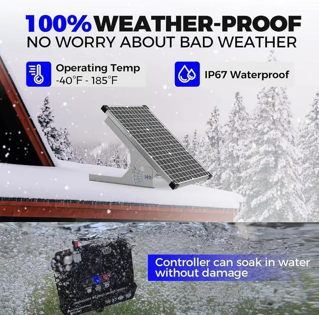 Alt view image 4 of 7 - 30W Solar Panel Kit, 12v Solar Battery Trickle Charger Maintainer + 10A MPPT Charge Controller + Adjustable Mount Bracket,Waterproof Solar Panel Battery Charger for Car Boat Marine RV Roof