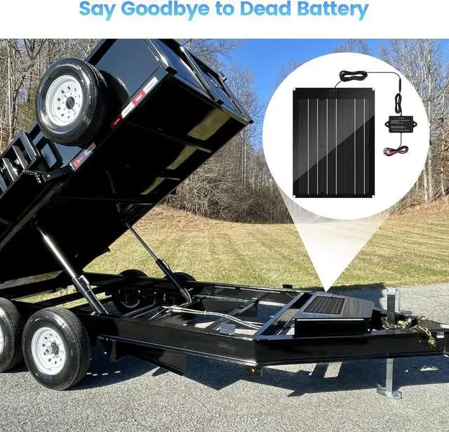 Alt view image 6 of 7 - Solar Battery Charger Maintainer,  15W Solar Panel Kit for Dump Trailer Built-in Maintenance Pulse & Intelligent MPPT Charge Controller, Waterproof, Suitable for 12V Lead-Acid Battery