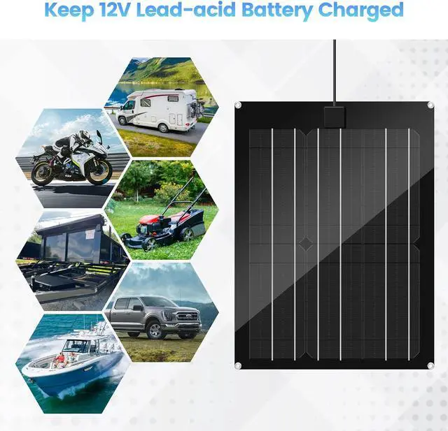 Alt view image 7 of 7 - Solar Battery Charger Maintainer,  15W Solar Panel Kit for Dump Trailer Built-in Maintenance Pulse & Intelligent MPPT Charge Controller, Waterproof, Suitable for 12V Lead-Acid Battery