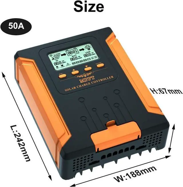 Alt view image 5 of 7 - 50A 12V/24V/36V/48V DC Input MPPT Solar Charge Controller with LCD Display Solar Panel Regulator fit for Lithium Sealed Gel and Open Type Batteries