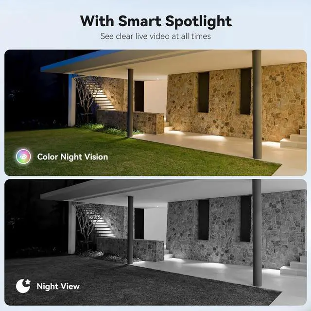 Alt view image 3 of 7 - Security Cameras Wireless Outdoor, 2K Color Night Vision, Solar Camera Outdoor Wireless for Home Security, 360°Panoramic View, Weatherproof, 2.4GHz WiFi, 2pack