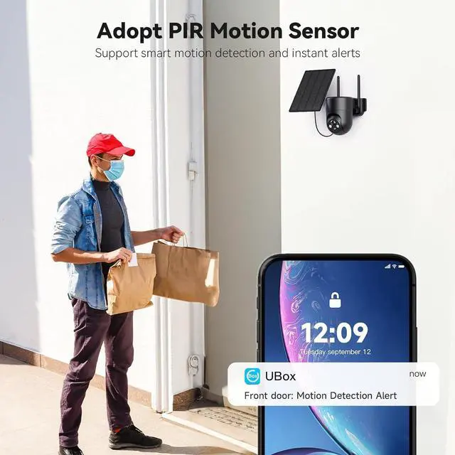 Alt view image 5 of 7 - Security Cameras Wireless Outdoor, 2K Color Night Vision, Solar Camera Outdoor Wireless for Home Security, 360°Panoramic View, Weatherproof, 2.4GHz WiFi, 2pack