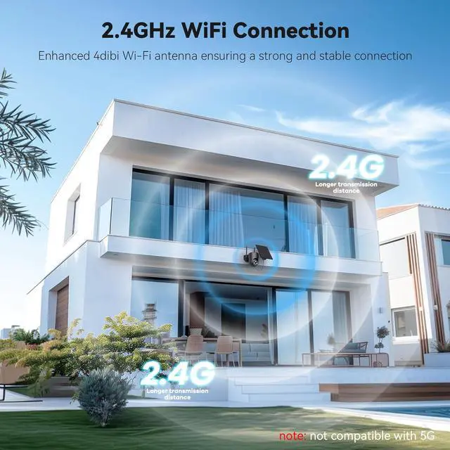 Alt view image 6 of 7 - Security Cameras Wireless Outdoor, 2K Color Night Vision, Solar Camera Outdoor Wireless for Home Security, 360°Panoramic View, Weatherproof, 2.4GHz WiFi, 2pack