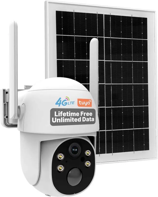 Main image of 4G LTE Cellular Solar Security Camera, Lifetime Free Unlimited Data 2K Wireless Outdoor Surveillance, Color Night Vision, AI PIR Motion Sensor Detection, Built-in VSIM Card, 32GB Storage