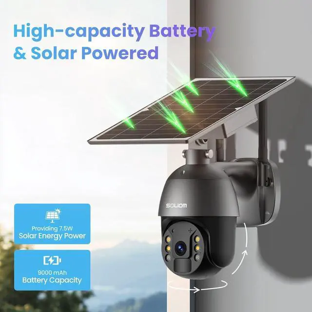 Alt view image 6 of 7 - S600 3G/4G LTE Solar Powered Cellular Security Camera Wireless Outdoor, Pan Tilt 360°View Spotlight, 1080p Night Vision, 2 Way Talk, PIR Motion Sensor, No WiFi, US Version, Unlimited Data Plan