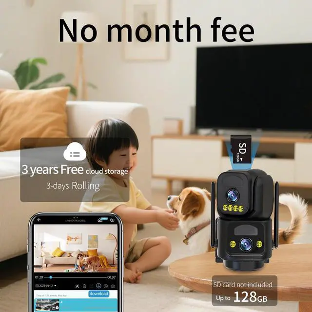 Alt view image 5 of 6 - Security Cameras Outdoor WiFi,5G/2.4G Cameras for Home Security Solar Power with Dual Lens,Motion Detection,Night Vision,2-Way Audio,Weather Proof,No Subscription Fee