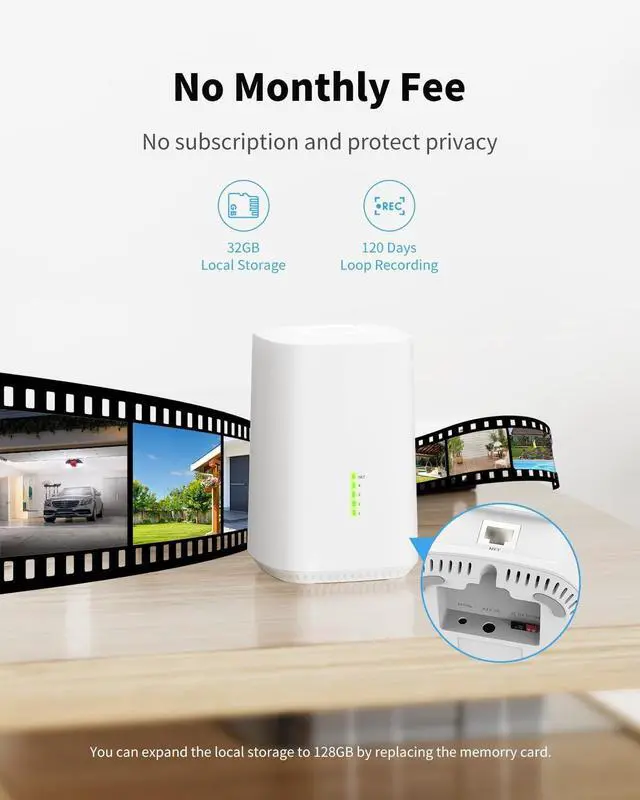 Alt view image 2 of 7 - Security Cameras Wireless Outdoor, 2 Cam Kit, No Subscription, Solar Powered Home Security Cameras System, 360° Panoramic View, 2K Color Night Vision, PIR Alerts, Support 5G & 2.4G WiFi Router