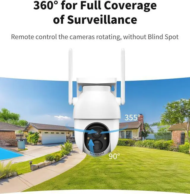 Alt view image 4 of 7 - Security Cameras Wireless Outdoor, 2 Cam Kit, No Subscription, Solar Powered Home Security Cameras System, 360° Panoramic View, 2K Color Night Vision, PIR Alerts, Support 5G & 2.4G WiFi Router