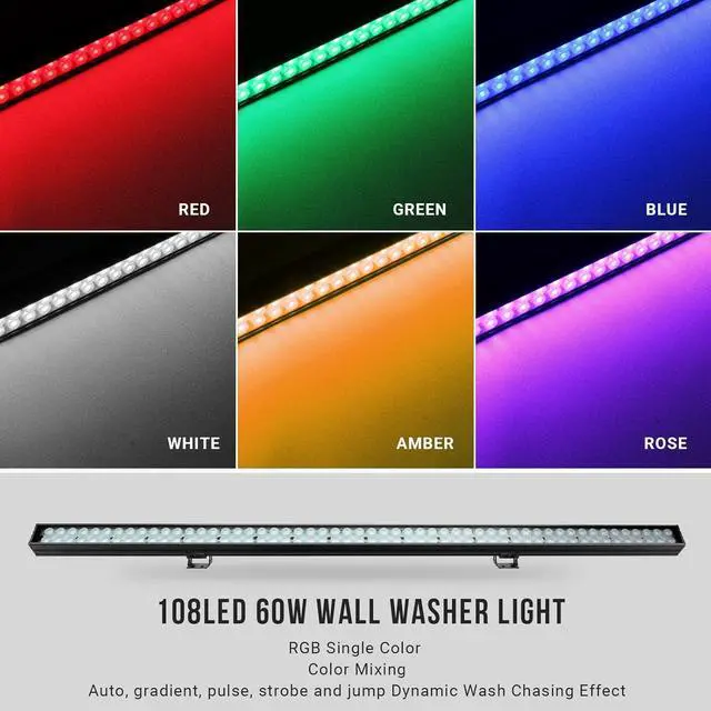 Alt view image 2 of 7 - 60W RGB Stage Wash Light Bar - 108LEDs DJ Light Bar by Smart APP & Remote Control Dynamic Lighting Effects with Timing & Music Sync Function for Home Decor Wedding Church Party Stage Lighting Effects