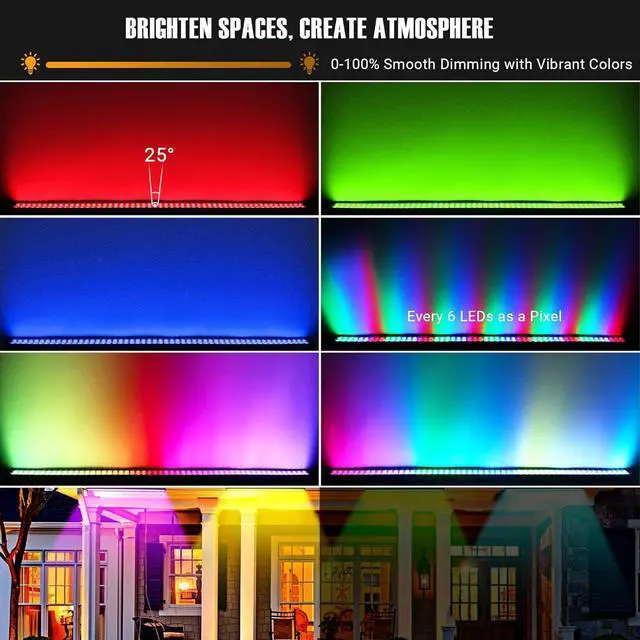 Alt view image 3 of 7 - 60W RGB Stage Wash Light Bar - 108LEDs DJ Light Bar by Smart APP & Remote Control Dynamic Lighting Effects with Timing & Music Sync Function for Home Decor Wedding Church Party Stage Lighting Effects