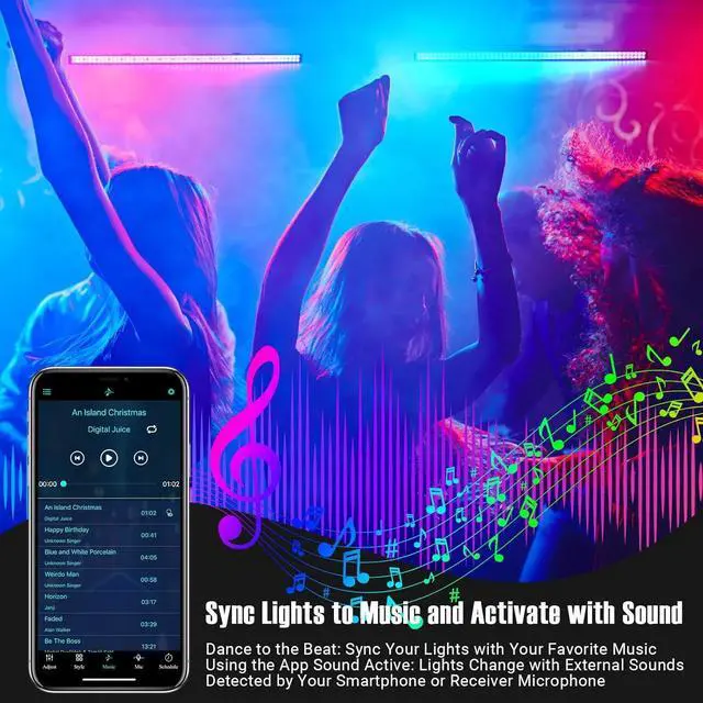 Alt view image 4 of 7 - 60W RGB Stage Wash Light Bar - 108LEDs DJ Light Bar by Smart APP & Remote Control Dynamic Lighting Effects with Timing & Music Sync Function for Home Decor Wedding Church Party Stage Lighting Effects