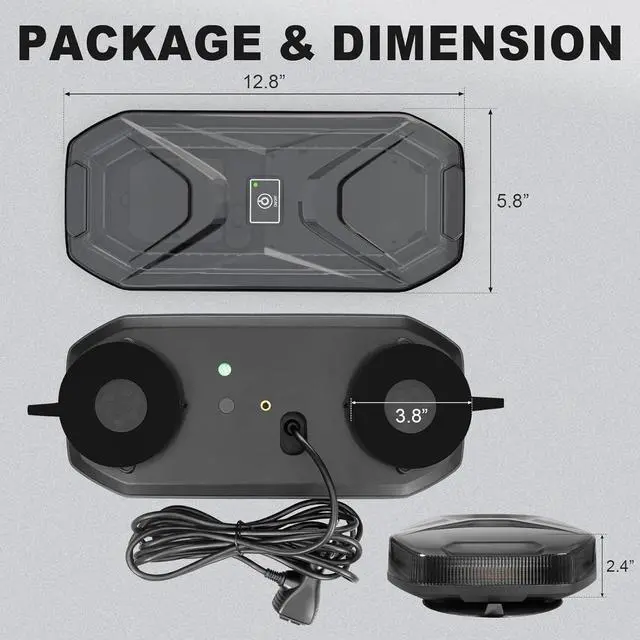 Alt view image 6 of 6 - Smoked Lens Magnetic Strobe Lights Bar, 128 LED Emergency Light for Vehicles, 12" Amber White Dual Colors Flashing Warning Security Beacon for Roof Top Trucks, Snow Plow, Trailer