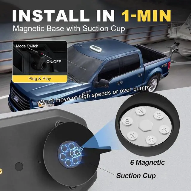 Alt view image 2 of 6 - Smoked Lens Magnetic Strobe Lights Bar, 128 LED Emergency Light for Vehicles, 12" Amber White Dual Colors Flashing Warning Security Beacon for Roof Top Trucks, Snow Plow, Trailer