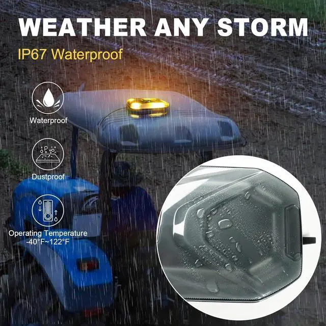 Alt view image 5 of 6 - Smoked Lens Magnetic Strobe Lights Bar, 128 LED Emergency Light for Vehicles, 12" Amber White Dual Colors Flashing Warning Security Beacon for Roof Top Trucks, Snow Plow, Trailer