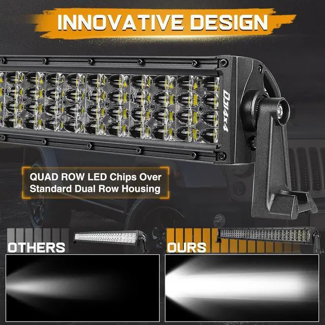 Alt view image 4 of 7 - 30 Inch LED Light Bar 480W Quad Row LED Driving Fog Lights Off Road Work Light Spot Flood Combo Beam Bumper Light for Trucks SUV ATV UTV RZR Toyota Boat Tractor