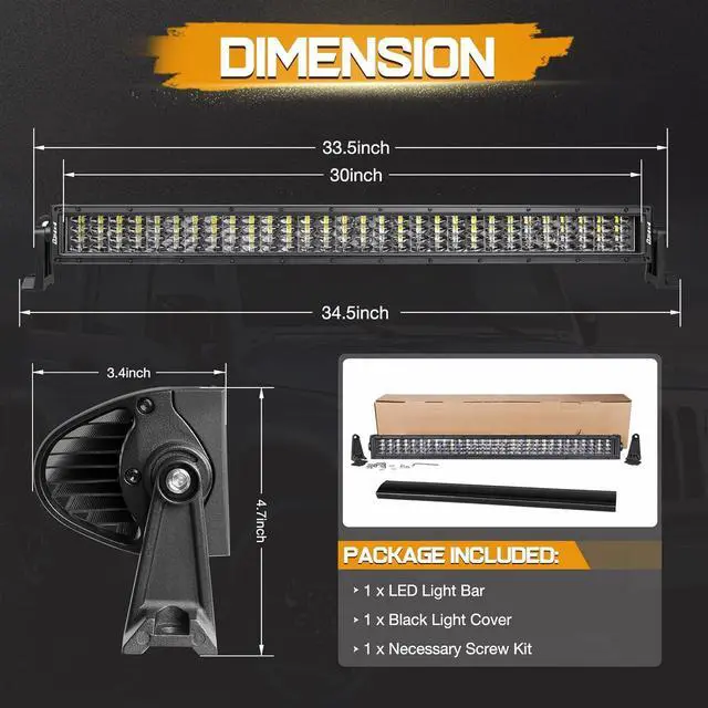 Alt view image 7 of 7 - 30 Inch LED Light Bar 480W Quad Row LED Driving Fog Lights Off Road Work Light Spot Flood Combo Beam Bumper Light for Trucks SUV ATV UTV RZR Toyota Boat Tractor