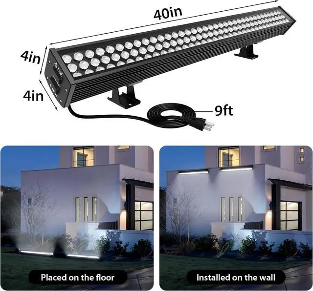 Alt view image 2 of 7 - LED Wall Washer Light Bar Super Bright, 108W 5700K Daylight LED Light Bar Heavy Duty Linear Strip Lights, 120VAC 40" Long, Waterproof Outdoor Lighting for Batting Cage Building Church Ads Yard