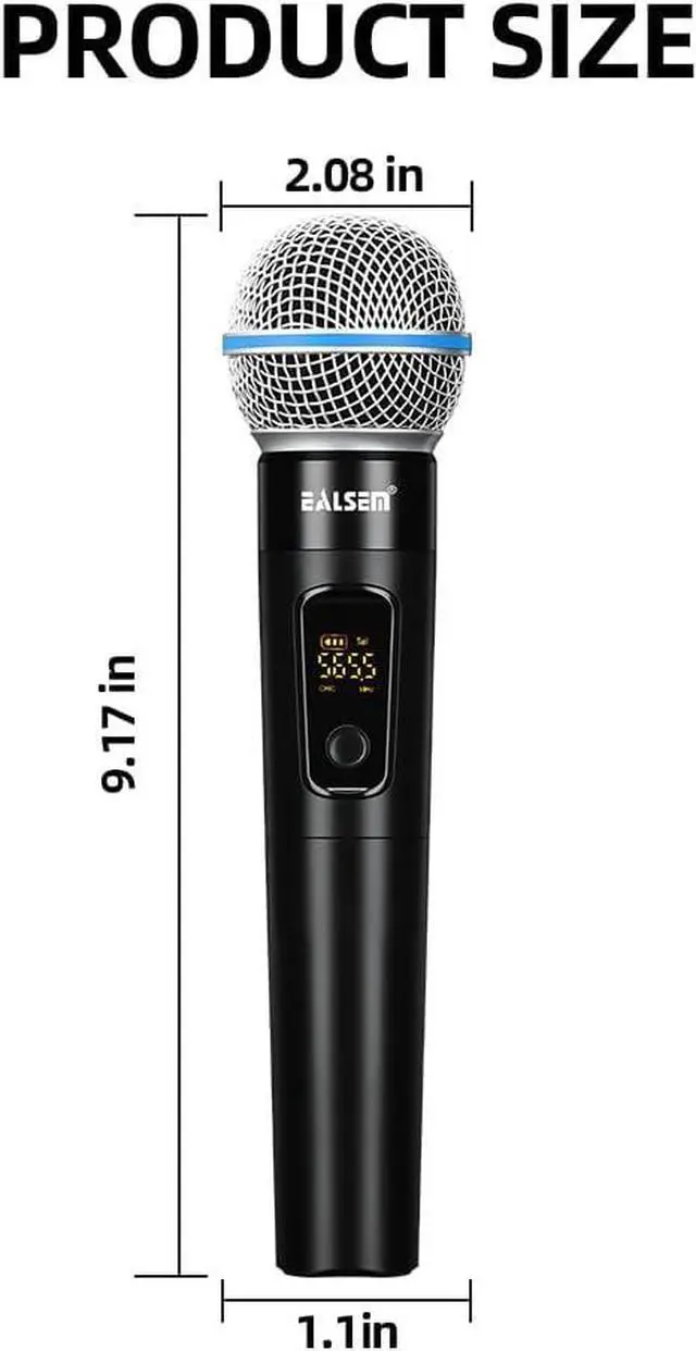 Alt view image 2 of 3 - ES-384 4-CH UHF Wireless Handheld Microphone System - 164ft Range, Rechargeable Receiver, Plug-and-Play for Karaoke & Live Shows - 4 Handheld Mics Included