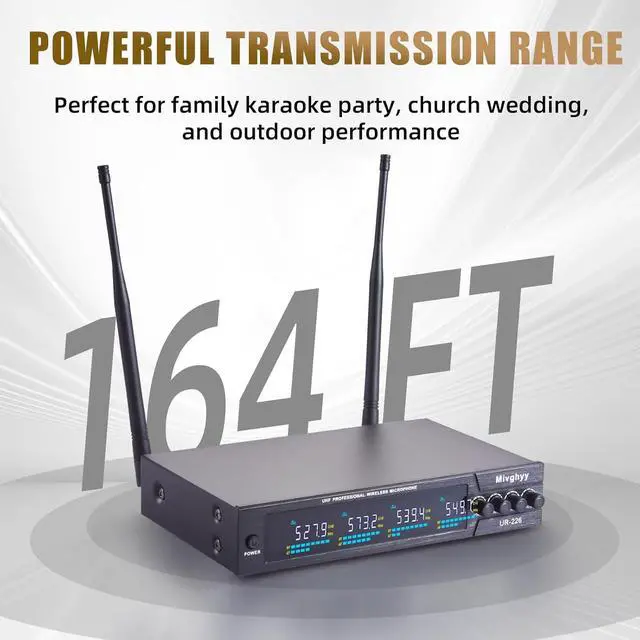 Alt view image 5 of 7 - Wireless Microphones System with UHF Headset/Lavalier Lapel Mics, Bodypack Transmitter, 4 x 50 Channels, 164ft Range for Church Conference Performance Singing Karaoke PA Speaker Mixer