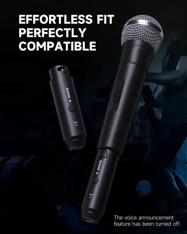 Alt view image 2 of 6 - Wireless XLR Microphone Transmitter Receiver, 2.4GHz Plug-on Wireless Mic Adapter with 24-bit/192kHz High-Resolution for Dynamic Microphones, Audio Mixer, PA System, Camera (CV-2)