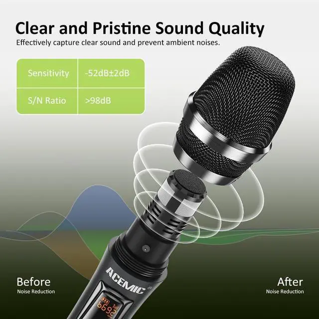 Alt view image 3 of 7 - UHF Wireless Microphone System 4-Channel Cordless Mic with 4 Handheld Dynamic Microphones for Church, Speech, Weddings, Karaoke Machine, Q4