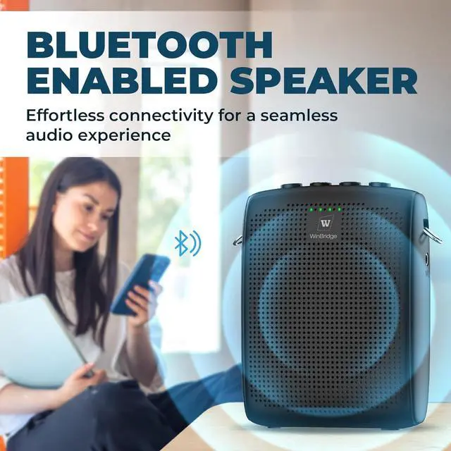 Alt view image 6 of 7 - WinBridge Wireless Voice Amplifier with Bluetooth Lavalier Lapel Microphone for Teachers,Portable Speaker and Wireless Clip On Microphone System, Mini Megaphone Speaker Mic Set 15W 2600mAh WB005