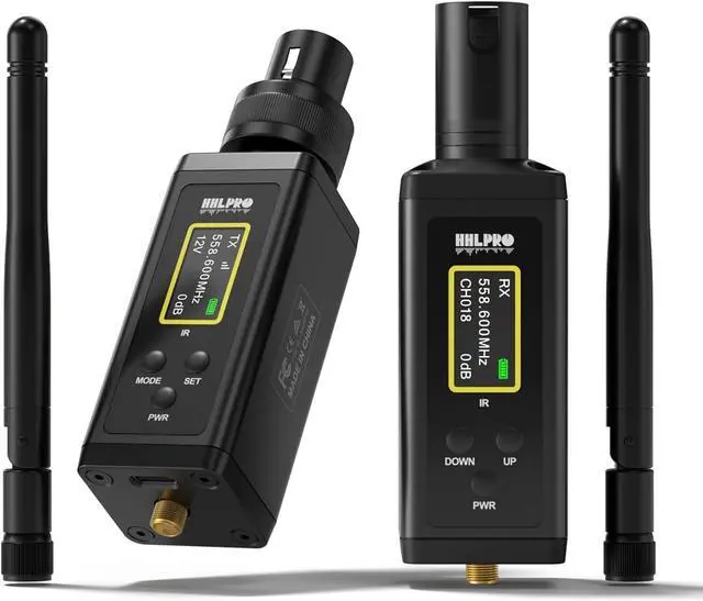 Main image of UHF Wireless XLR Transmitter and Receiver with Dual Antennas, 470ft Range, Auto Channel Scanning, Plug-on Wireless Mic Adapter for Audio Mixer, Sound Field Test, Acoustic Measurement, F30
