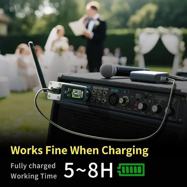 Alt view image 6 of 7 - UHF Wireless XLR Transmitter and Receiver with Dual Antennas, 470ft Range, Auto Channel Scanning, Plug-on Wireless Mic Adapter for Audio Mixer, Sound Field Test, Acoustic Measurement, F30