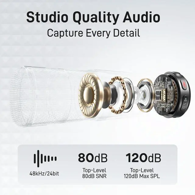 Alt view image 2 of 7 - MAONO Wireless Lavalier Microphone for iPhone 16/15/Android/Tablet, USB C Plug Mini Mic with 48KHz 24Bit, 300m Range, Voice Filter, Noise Cancellation, 30H Use for Video Recording, Streaming - Wave T5