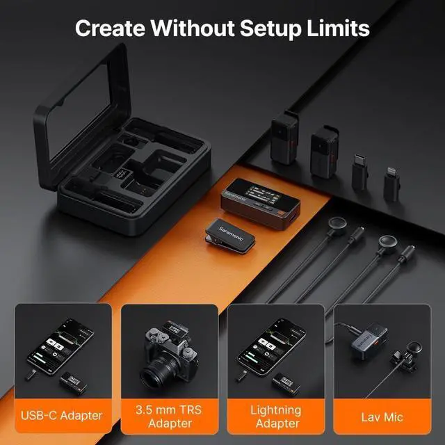 Alt view image 4 of 7 - Air 2-Person Wireless Micro Lavalier Microphone for iPhone/Camera/Android/PC 24-bit/48kHz, Noise Canceling, Limiting, Headphone Out, 120dB Max SPL, for Streaming, YouTube, Interviews, Vlog