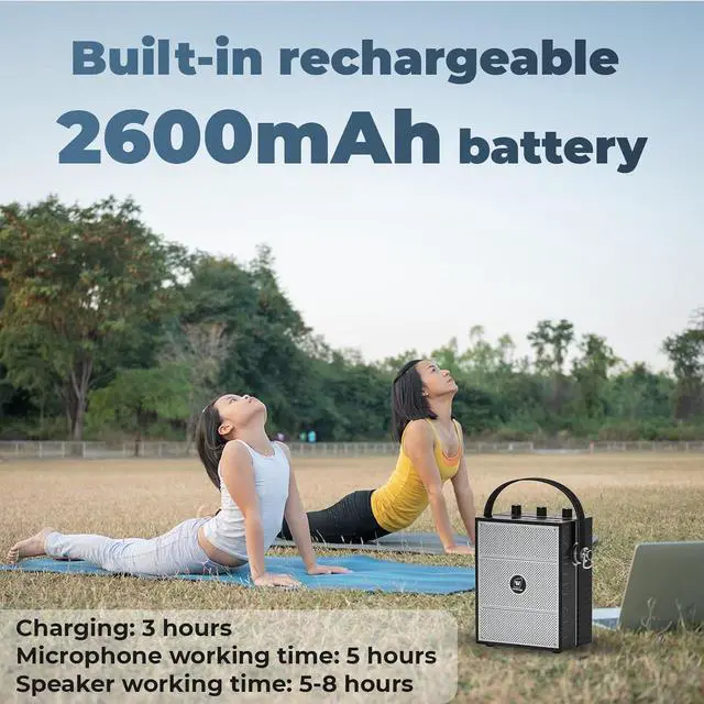 Alt view image 6 of 7 - Voice Amplifier, Portable PA System with Wireless Headset Mic & Speaker, 40W Bluetooth Portable Microphone and Speaker for Teachers, Public Speaking, Events, Hands-Free Megaphone with Strap - S98