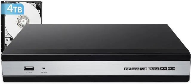 Main image of 4K 16CH NVR(1080p/3MP/4MP/5MP/6MP/8MP) Network Video Recorder-Supports up to 8×8MP @25fps Home Security Camera System(No PoE Ports Included) Pre-Installed 4TB (Up to 6TB) Hard Drive