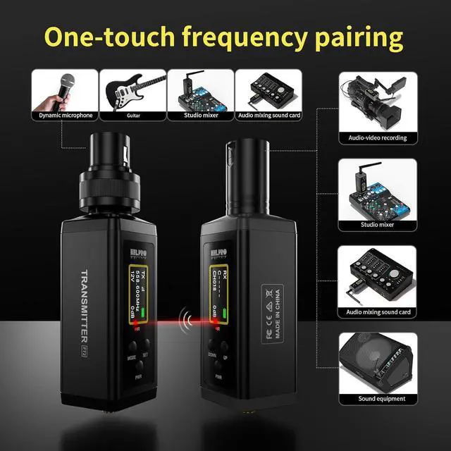 Alt view image 7 of 7 - UHF Wireless XLR Transmitter and Receiver with Dual Antennas, 470ft Range, Auto Channel Scanning, Plug-on Wireless Mic Adapter for Audio Mixer, Sound Field Test, Acoustic Measurement, F30
