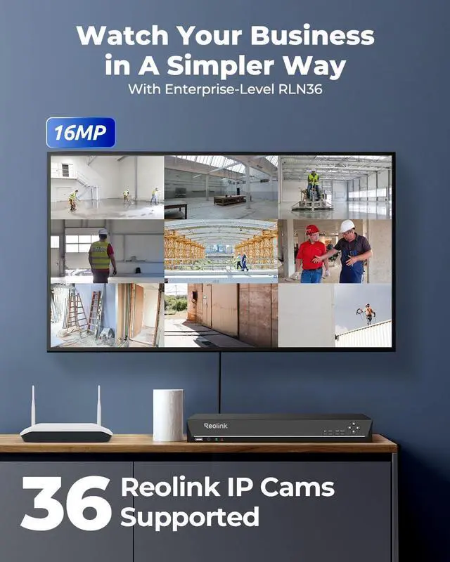 Alt view image 2 of 7 - 36CH Network Video Recorder for Home Security Camera System, Only Work with 16MP/12MP/4K/8MP/5MP/4MP  PoE Security Camera, Integrated O/I Alarm System, No HDD Included, RLN36