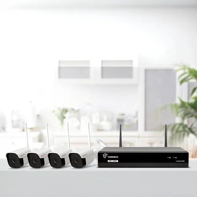 Alt view image 2 of 7 - 1080P WiFi NVR Security Camera System with 1TB Hard Drive, 4 Channel NVR, Weatherproof Cameras, Two Way Audio, Siren, AI Human Detection