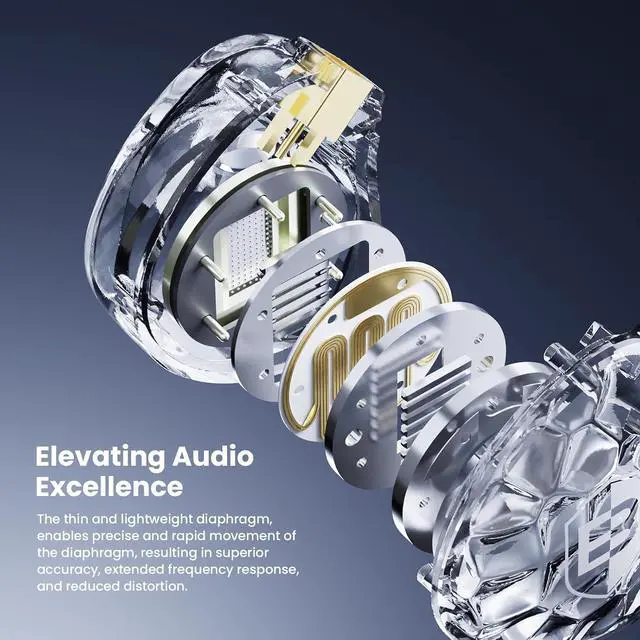 Alt view image 2 of 7 - ASONE 14.2mm Planar Driver in-Ear Monitors Earphone with Two Detachable MMCX Cables for Musicians Drummers Bass Players Singers(Clear)