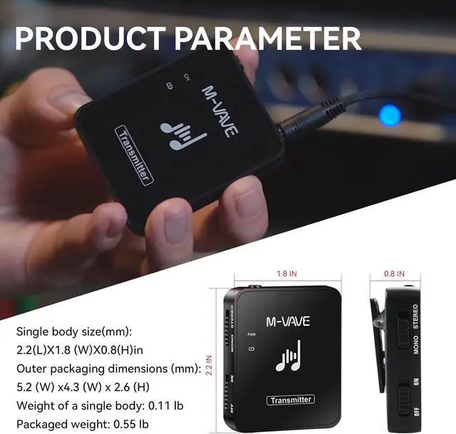 Alt view image 5 of 7 - Wireless in Ear Monitor System Earphone 2.4G Stereo, Mono, Low Latency, Transmitter Receiver System, Auto-Pairing, One to Many, IEM for Studio Rehearsal, Stage Rechargeable