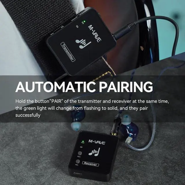 Alt view image 7 of 7 - Wireless in Ear Monitor System Earphone 2.4G Stereo, Mono, Low Latency, Transmitter Receiver System, Auto-Pairing, One to Many, IEM for Studio Rehearsal, Stage Rechargeable