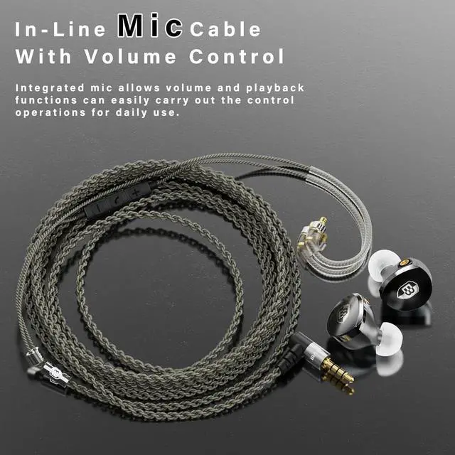 Alt view image 7 of 7 - MTPro in Ear Monitors, 14.5mm Planar HiFi IEM Headphones with CNC Process and 4-Core Litz OCC Single-Crystal Copper Cable for Musicians(Rich Black)