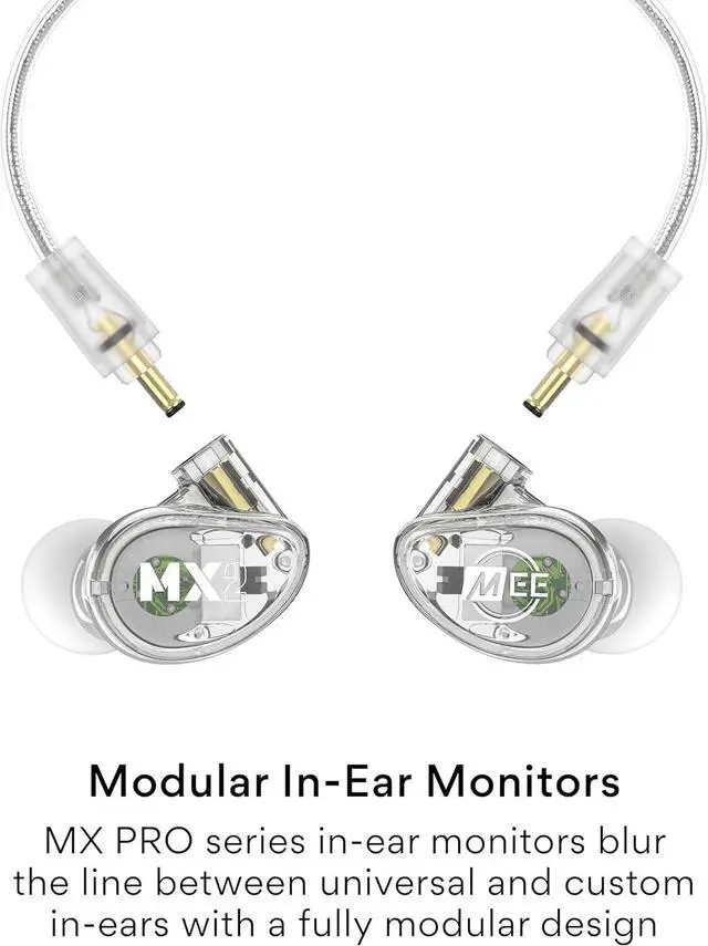 Alt view image 2 of 7 - Professional MX2 PRO Dual-Driver Hybrid Musician's in Ear Monitor Headphones with Dedicated Subwoofer for Realistic Bass, Noise Isolating Earphones with Detachable Cables, Transparent