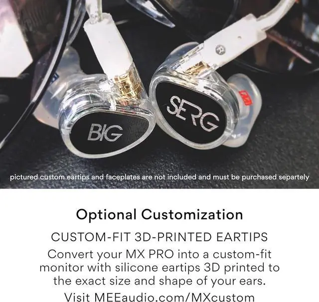 Alt view image 7 of 7 - Professional MX2 PRO Dual-Driver Hybrid Musician's in Ear Monitor Headphones with Dedicated Subwoofer for Realistic Bass, Noise Isolating Earphones with Detachable Cables, Transparent