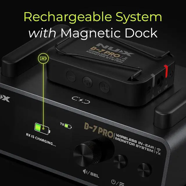 Alt view image 5 of 7 - B-7 Pro Stereo Wireless in-Ear Monitor System, 24-bit 48 kHz Stereo Audio, 2.4 GHz Interference-Free, Automatic Setup