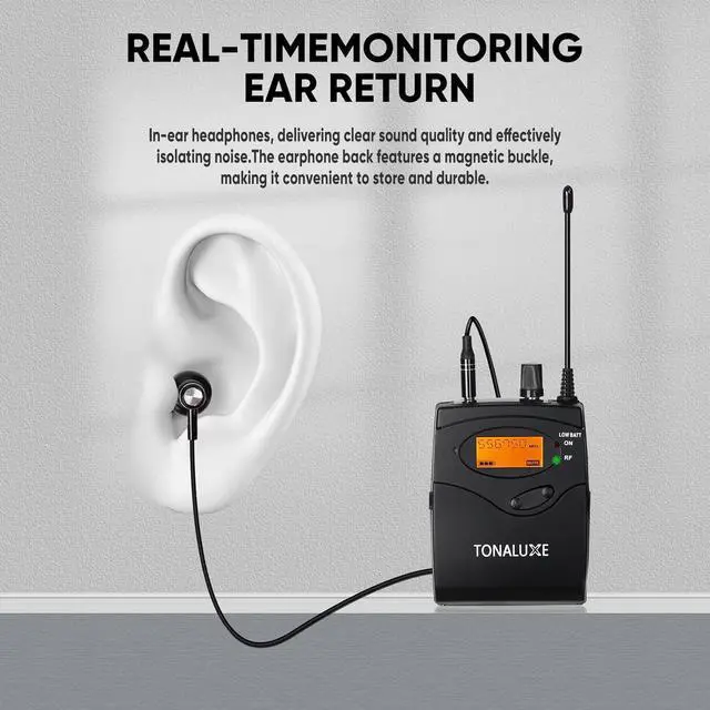 Alt view image 3 of 7 - Wireless in Ear Monitor System, Stereo Mono IEM System with Metal Rackmount Transmitter, 4 Pack UHF Bodypack Receivers w/Earphones, 100 Adjustable Frequencies, 262ft Range for Singers Bands