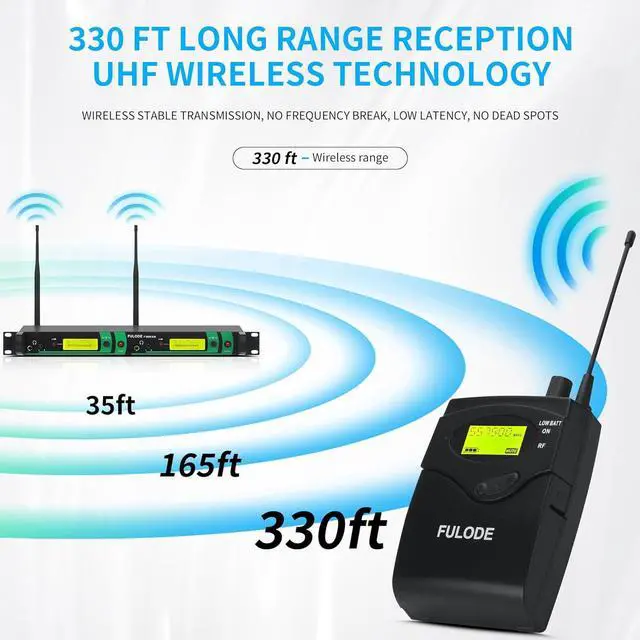 Alt view image 4 of 7 - IEM UHF Wireless in Ear Monitor System 2 Channel 8 Bodypacks Monitoring with in Earphone, 2x40 UHF Frequencies, for Stage, Studio and Church, 330Ft Range (8 Bodypack)