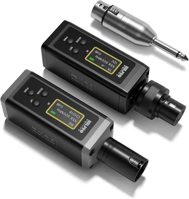 Main image of UHF Wireless XLR Transmitter and Receiver, 150 ft Range, Plug-on Wireless Microphone Adapter for Dynamic & Condenser Mic, Auto Channel Scanning, Compatible with Audio Mixer, PA System, F20