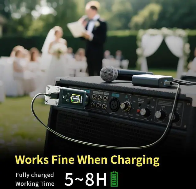 Alt view image 6 of 7 - UHF Wireless XLR Transmitter and Receiver, 150 ft Range, Plug-on Wireless Microphone Adapter for Dynamic & Condenser Mic, Auto Channel Scanning, Compatible with Audio Mixer, PA System, F20