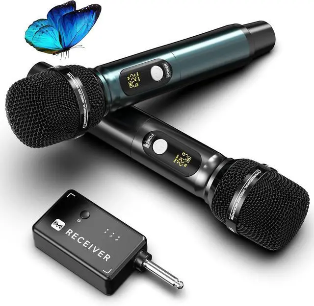 Main image of Wireless Microphones, Professional UHF Dual Wireless Microphone with 240 ft Effective Range, 3ms Transmission Rate, Studio Grade Sound Pick Up Mic Head, Metal Body, Microphone for Singing, Speech