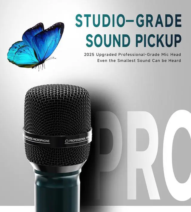 Alt view image 3 of 7 - Wireless Microphones, Professional UHF Dual Wireless Microphone with 240 ft Effective Range, 3ms Transmission Rate, Studio Grade Sound Pick Up Mic Head, Metal Body, Microphone for Singing, Speech