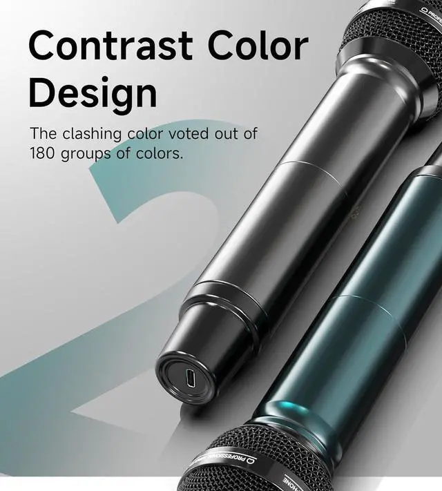 Alt view image 6 of 7 - Wireless Microphones, Professional UHF Dual Wireless Microphone with 240 ft Effective Range, 3ms Transmission Rate, Studio Grade Sound Pick Up Mic Head, Metal Body, Microphone for Singing, Speech